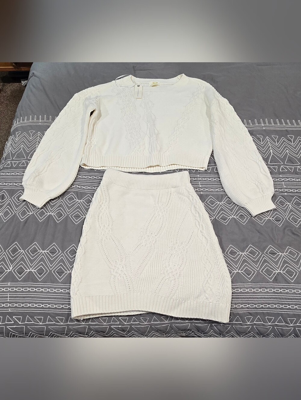 Maeve By Anthropologie Cable Knit Sweater Skirt Set Size XS